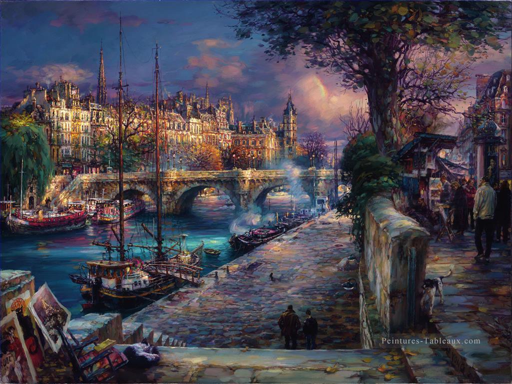Les banques de La Seine paysage urbain scènes urbaines modernes Peintures à l'huile